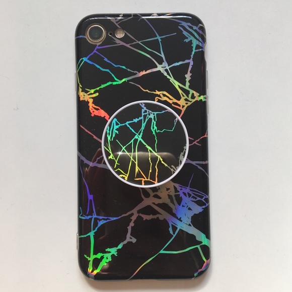 NEW iPhone 7/8/7+/8+/X/XS Holographic Marble Case - Picture 3 of 6